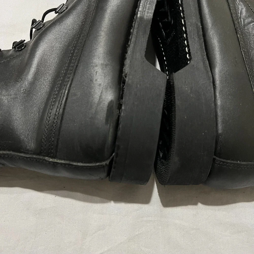 Vintage Biltrite Addison Shoe Co. Mens Black Leather Military Combat Boots Sz 8D